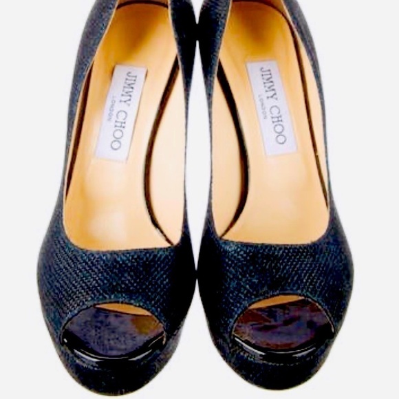 Jimmy Choo Dahlia,  Royal Blue Glitter Pumps in remarkable Condition EU37.5 - Picture 2 of 5